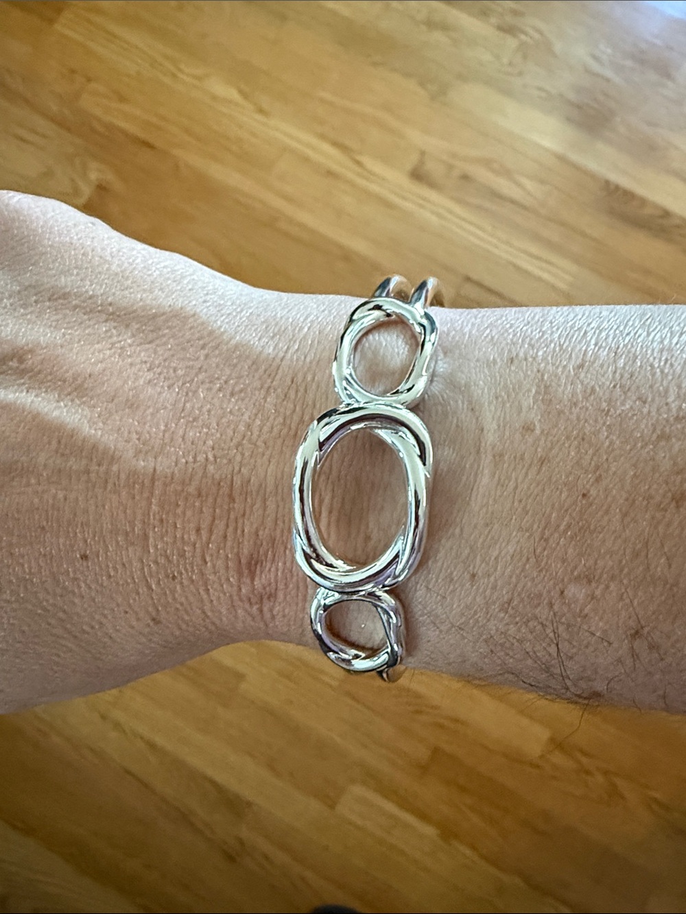 Elegant Silver Link Statement Bracelet - Women's Jewelry